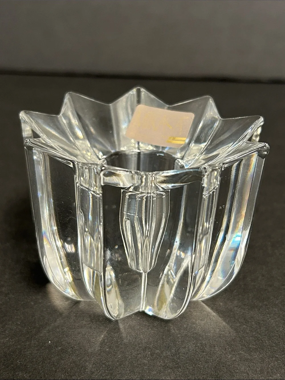 Mikasa Vintage Set of 2 Lead Crystal Glass Taper Candle Holders Retired “Comet”
